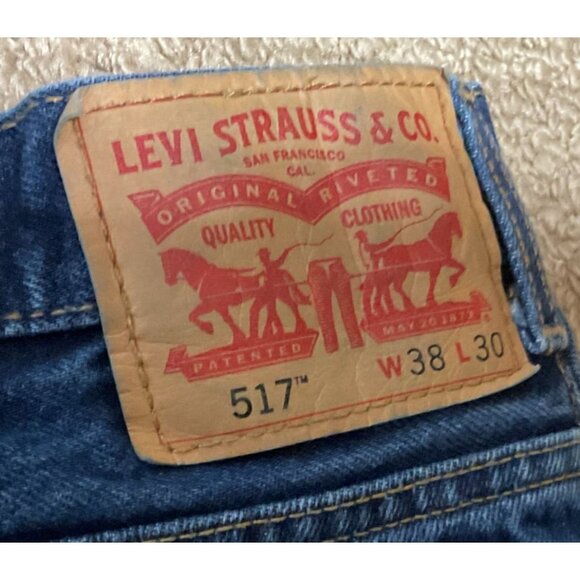Levi's 517 Jeans W38 L30 Bootcut Straight Fit Mens Blue Denim Dark Rinse - Picture 5 of 5